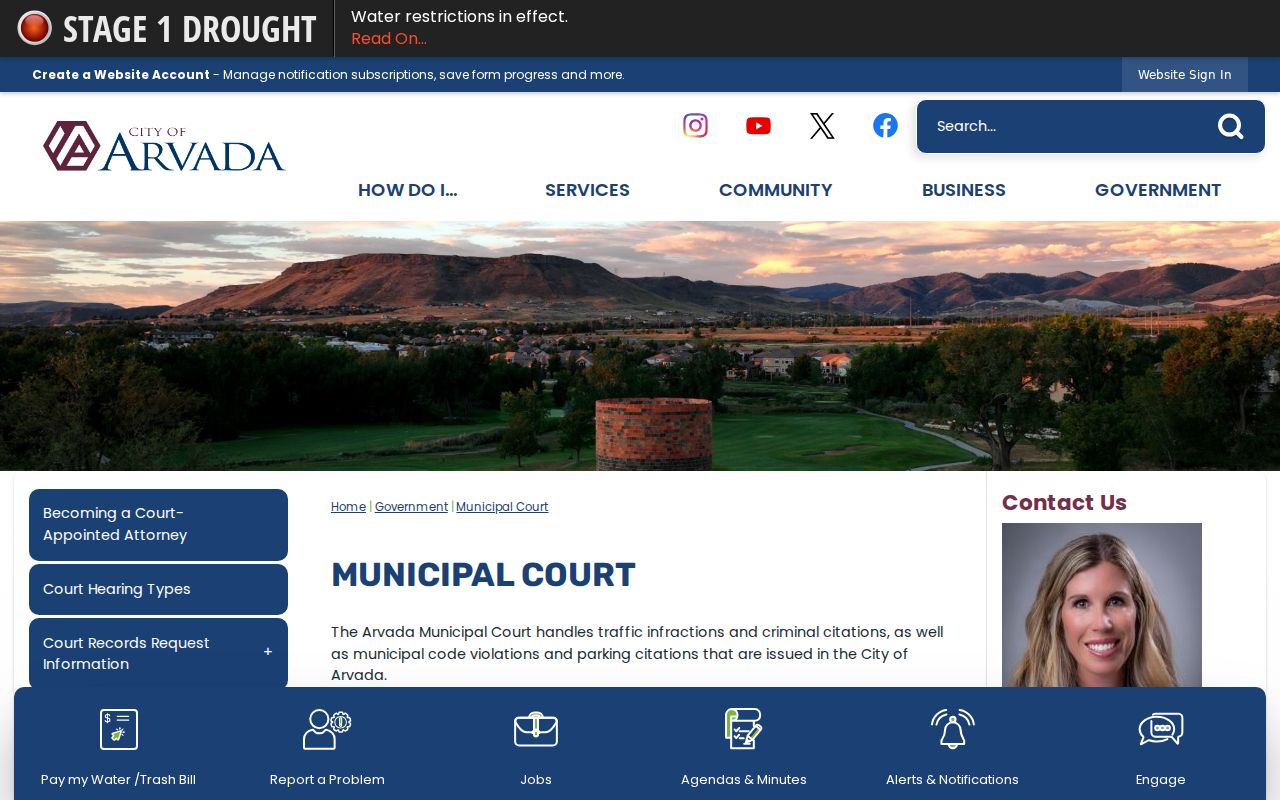 Arvada criminal history municipal court record source