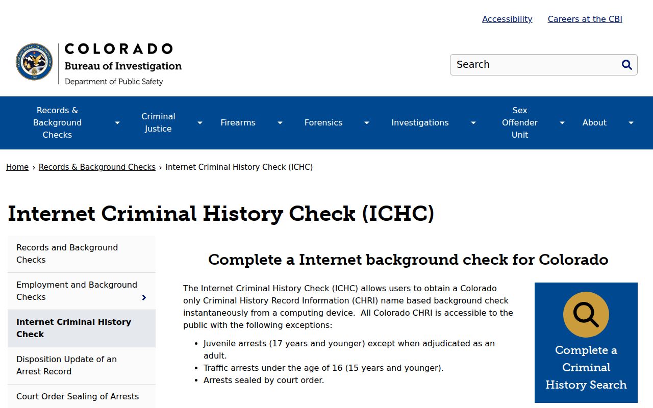 Jefferson County criminal history Colorado CBI check
