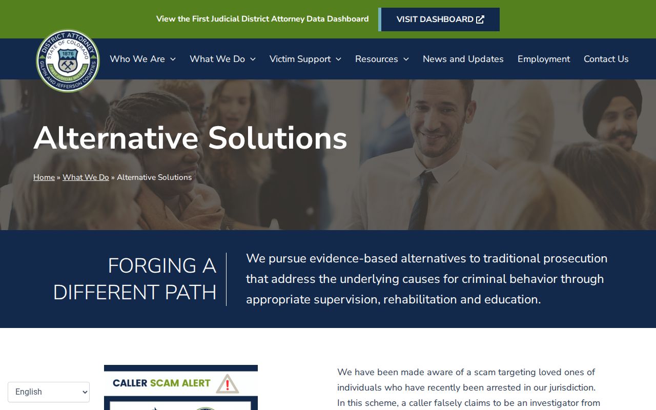 Jefferson County criminal history First Judicial District alternatives