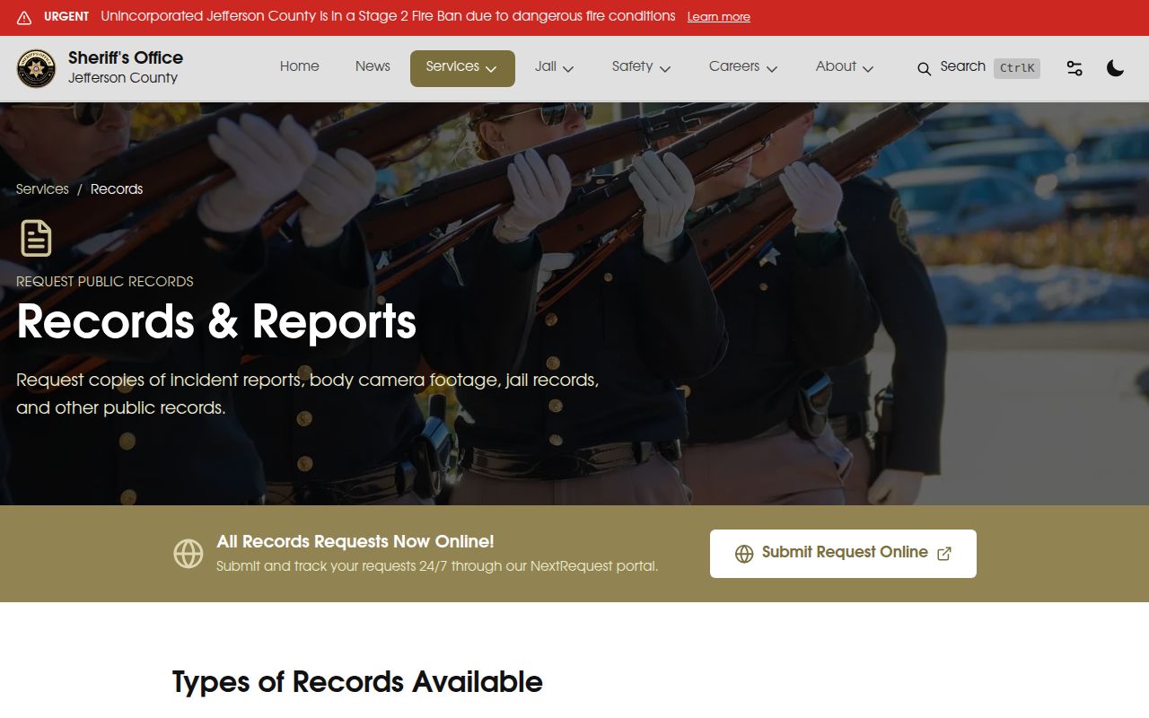 Jefferson County criminal history sheriff records information