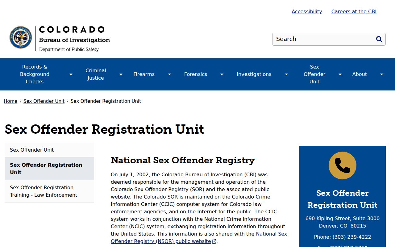 Jefferson County sex offender check using the Colorado registry